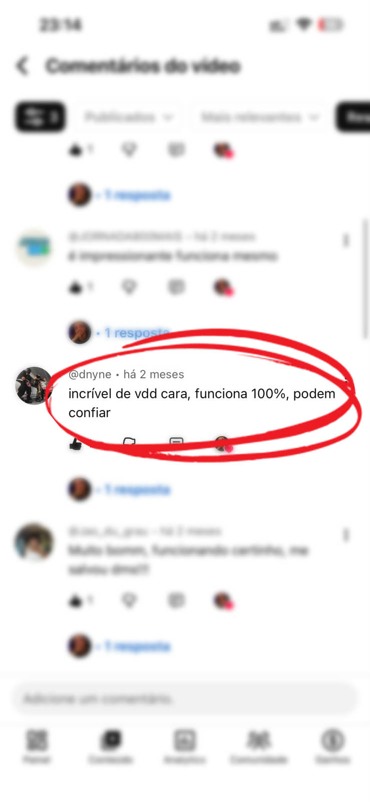 Depoimento de usuário